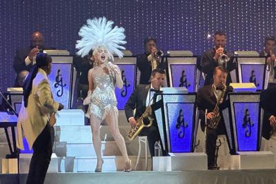 Lady Gaga is shown at the return of "Jazz+ Piano" at Dolby Live at Park MGM on Aug. 31, 2023.