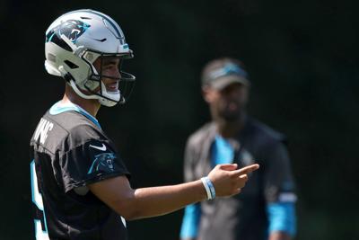 A Panthers helmet during the NFL Carolina Panthers training camp