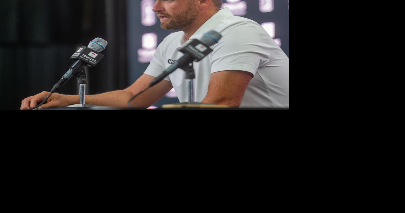 Wyndham Clark during a news conference at TPC River Highlands on June 24, 2026, in Cromwell, Connecticut.