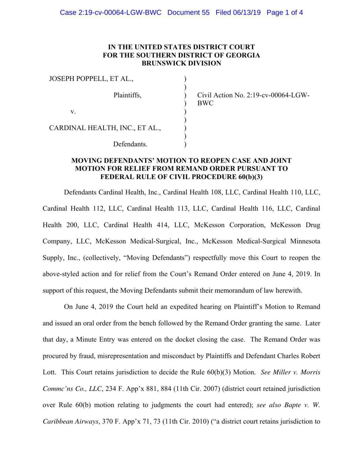 Moving Defendants #39 Motion to Reopen Case and Joint Motion for Relief