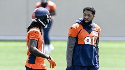 Broncos WR Tim Patrick carted off field Monday after suffering apparent  left Achilles injury, National Sports