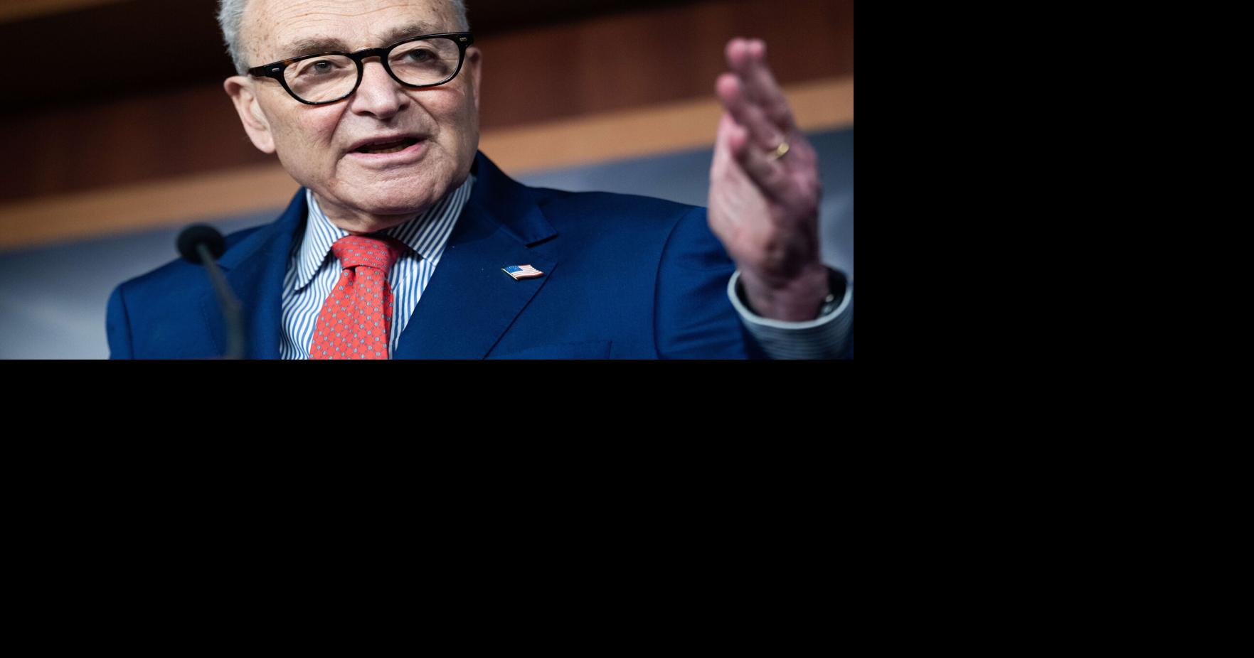 U.S. Senate Minority Leader Charles Schumer conducts a news conference in the U.S. Capitol about Senate Republicans postponing the immigration budget bill vote, on Thursday, May 21, 2026, in Washington, D.C..