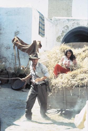 Harrison Ford as Indiana Jones and Karen Allen as Marion Ravenwood, during "Raiders of the Lost Ark," June 12, 1981.