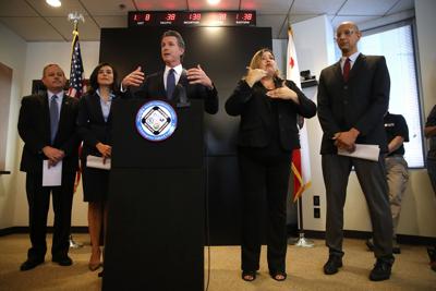 Gavin Newsom speaks during a news conference at the California Department of Public Health on February 27, 2020, in Sacramento, California.