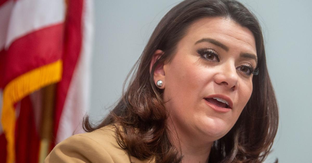 New Britain Mayor Erin Stewart announces that she will explore a run for governor at a press conference at the New Britain Town Hall on Tuesday, Jan. 28, 2025.