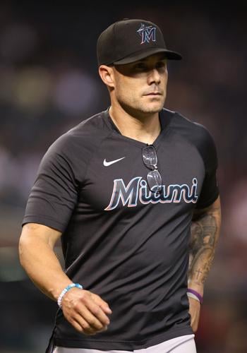 On May 8, 2023, Miami Marlins manager Skip Schumaker walks to the dugout  during the sixth inning against the Arizona Diamondbacks at Chase Field in  Phoenix., National Sports
