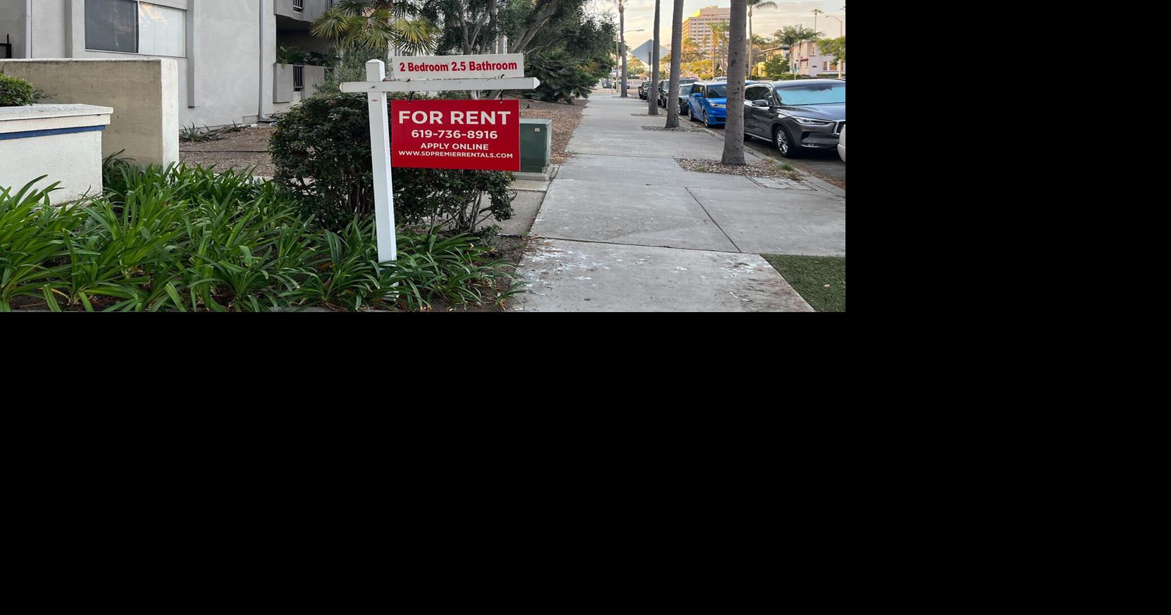 A sign advertising an apartment for rent in Bankers Hill in San Diego in mid-August.