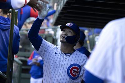 The Chicago Cubs' Seiya Suzuki bats against the San Francisco