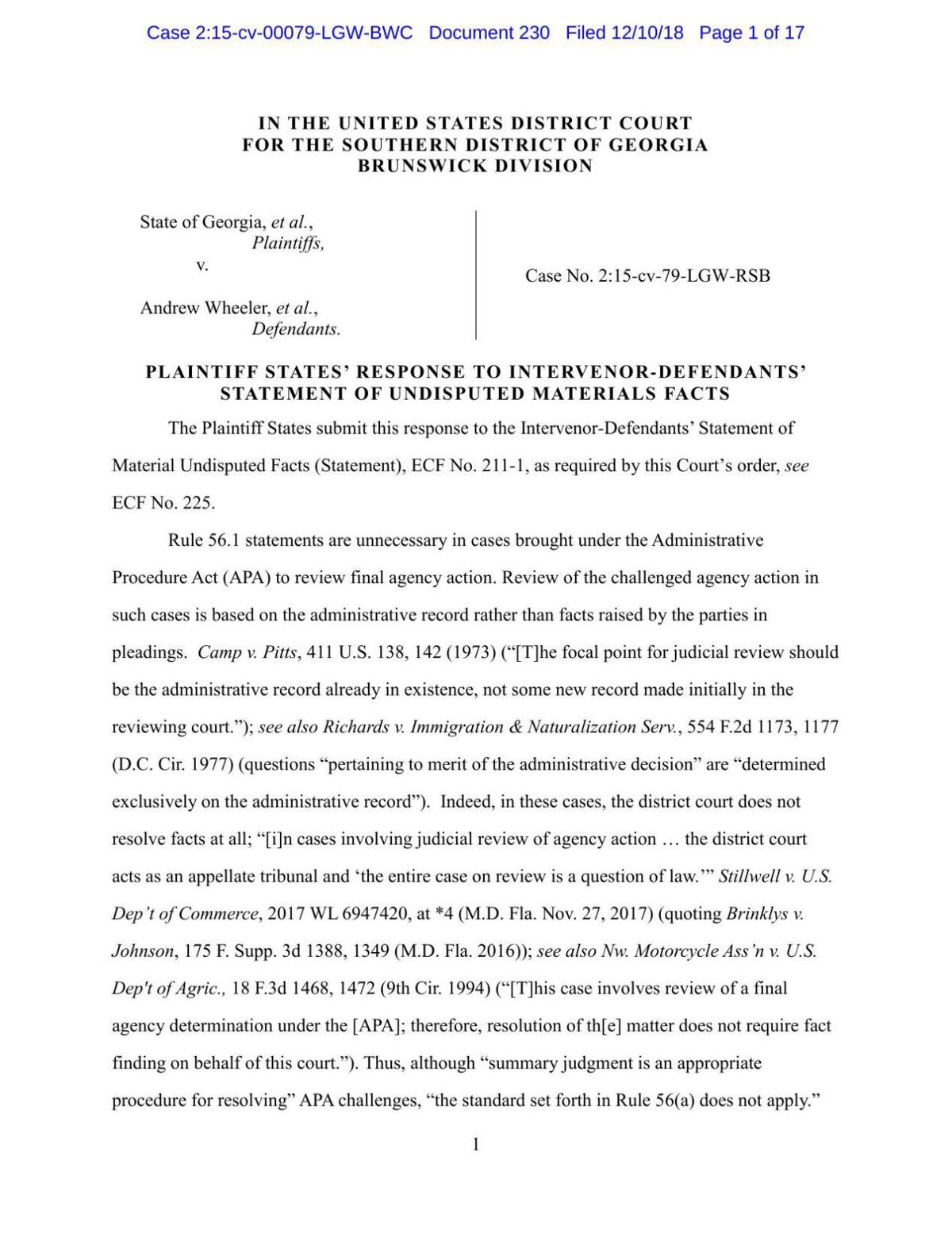 States Response To Statement Of Undisputed Facts The Brunswick News Of these some are ancient and undisputed: statement of undisputed facts