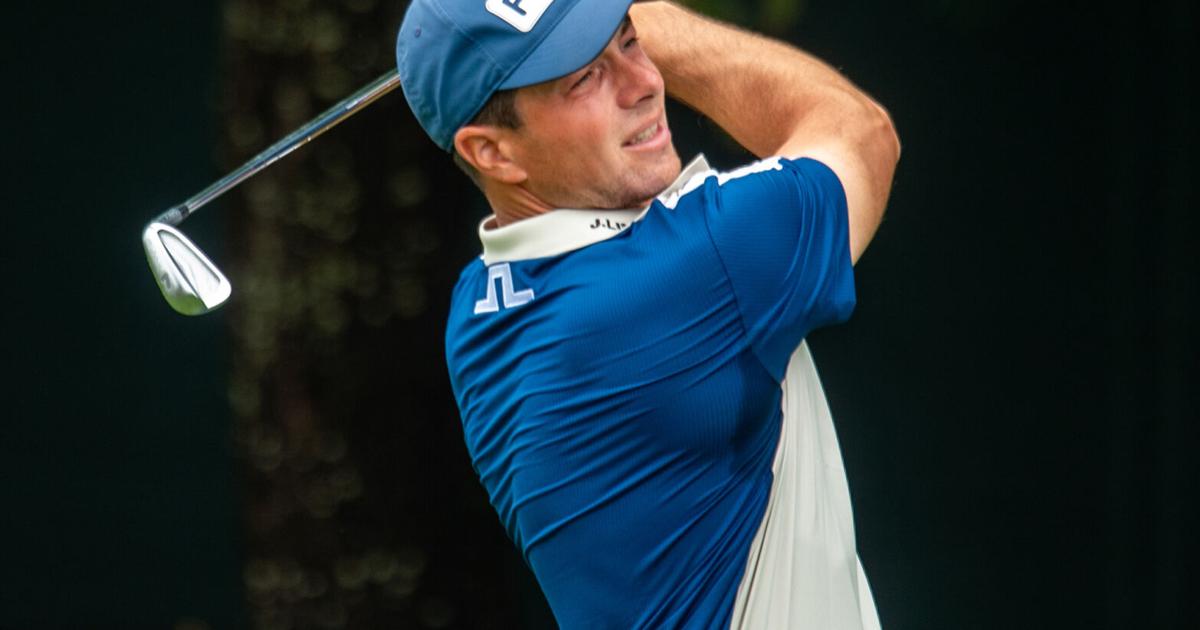 Viktor Hovland watches his shot from the 8th tee during the second round of the Travelers Championship at TPC River Highlands on Friday, June 26, 2026, in Cromwell, Connecticut.