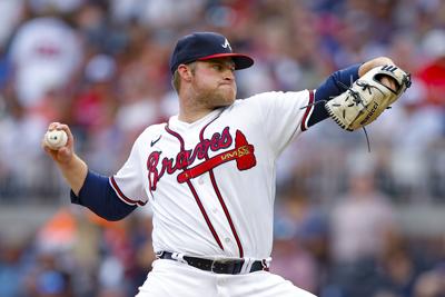 Bryce Elder of the Atlanta Braves pitches in the first inning