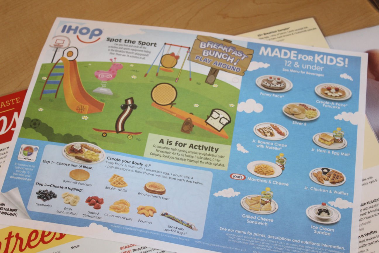 Kids menu shop at ihop