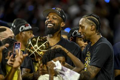 Kentavious Caldwell-Pope celebrates winning NBA Finals