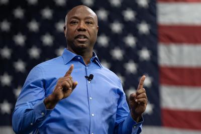 U.S. Senator Tim Scott announces his run for the 2024 Republican presidential nomination at a campaign event on May 22, 2023, in North Charleston, South Carolina.