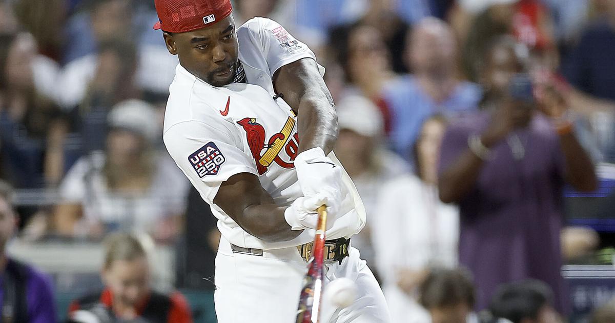 Jordan Walker takes a swing during his Derby at-bat.