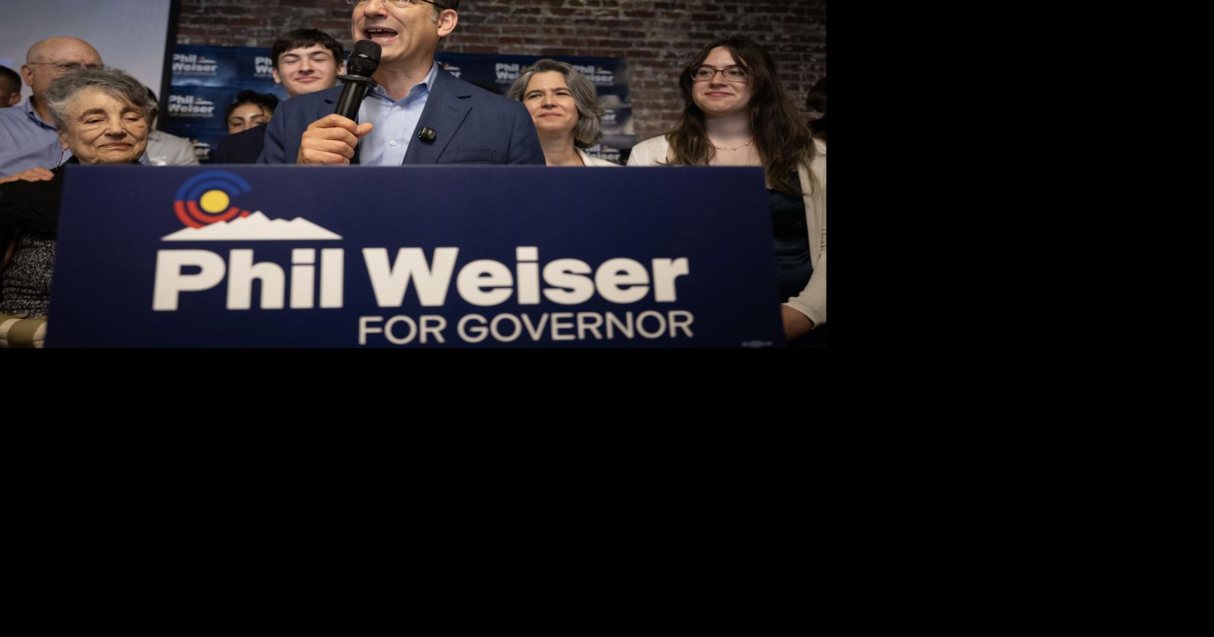 Colorado Attorney General Phil Weiser speaks during an election watch party for his gubernatorial campaign as he declares victory in the Democratic primary against U.S. Sen.