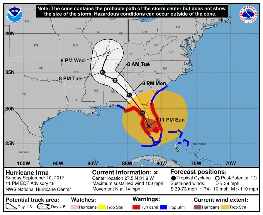 Hurricane Irma track continues shift west into Georgia Hurricane Irma track continues shift west into Georgia