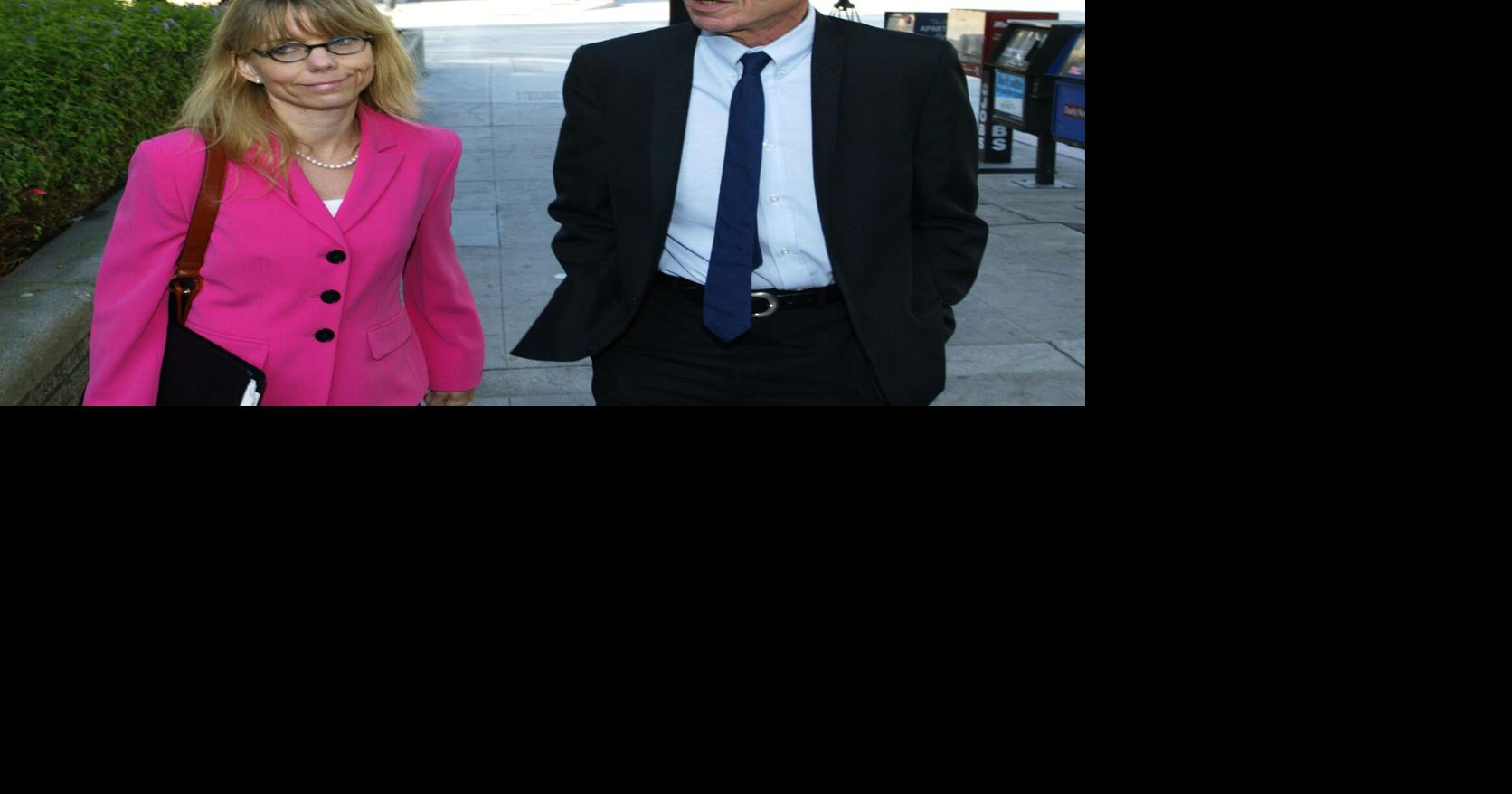 Actor Robert Blake and his attorney Nancy Lucas arrive for the wrongful-death lawsuit filed against him by the children of the his slain wife, Bonnie Lee Bakley, at the Burbank County Courthouse on Aug. 24, 2005, in Burbank, California.