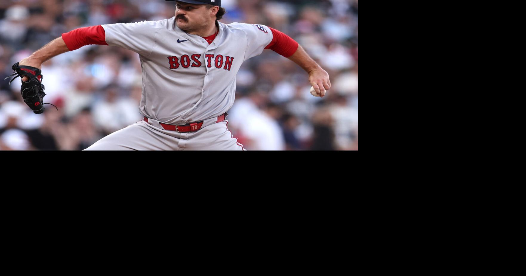 Payton Tolle of the Boston Red Sox pitches during the first inning against the Chicago White Sox at Rate Field on Tuesday, July 7, 2026, in Chicago.