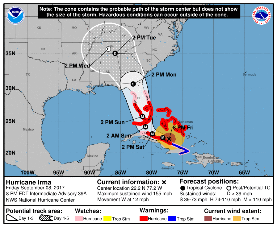 Hurricane Irma expected to produce 8 to 15 inches of rain in southeast ...