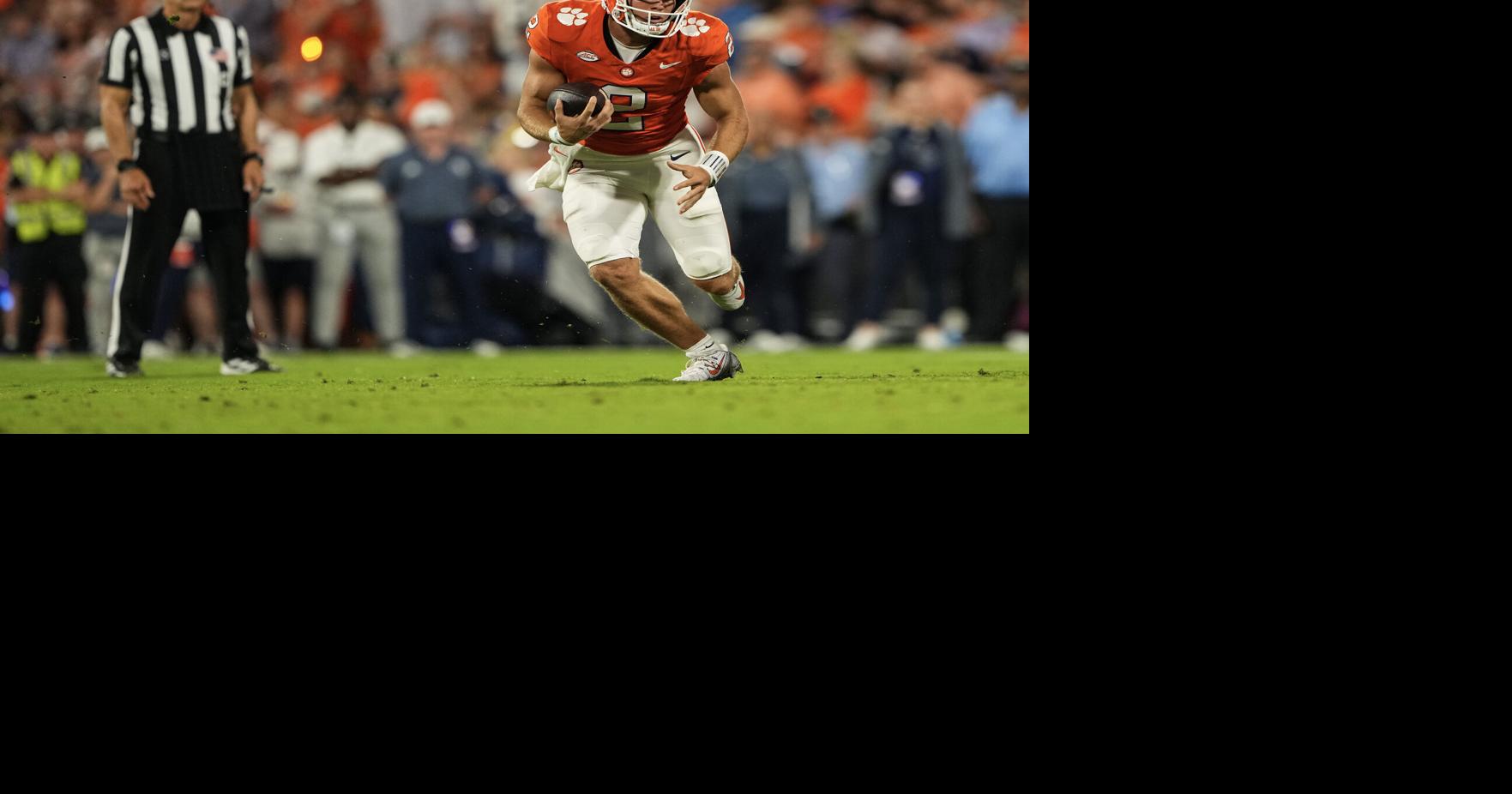 Quarterback Tait Reynolds of the Clemson Tigers rushes the ball during the first half of the game against the Georgia Southern Eagles at Memorial Stadium on Saturday, Sept. 12, 2026, in Clemson, S.C..