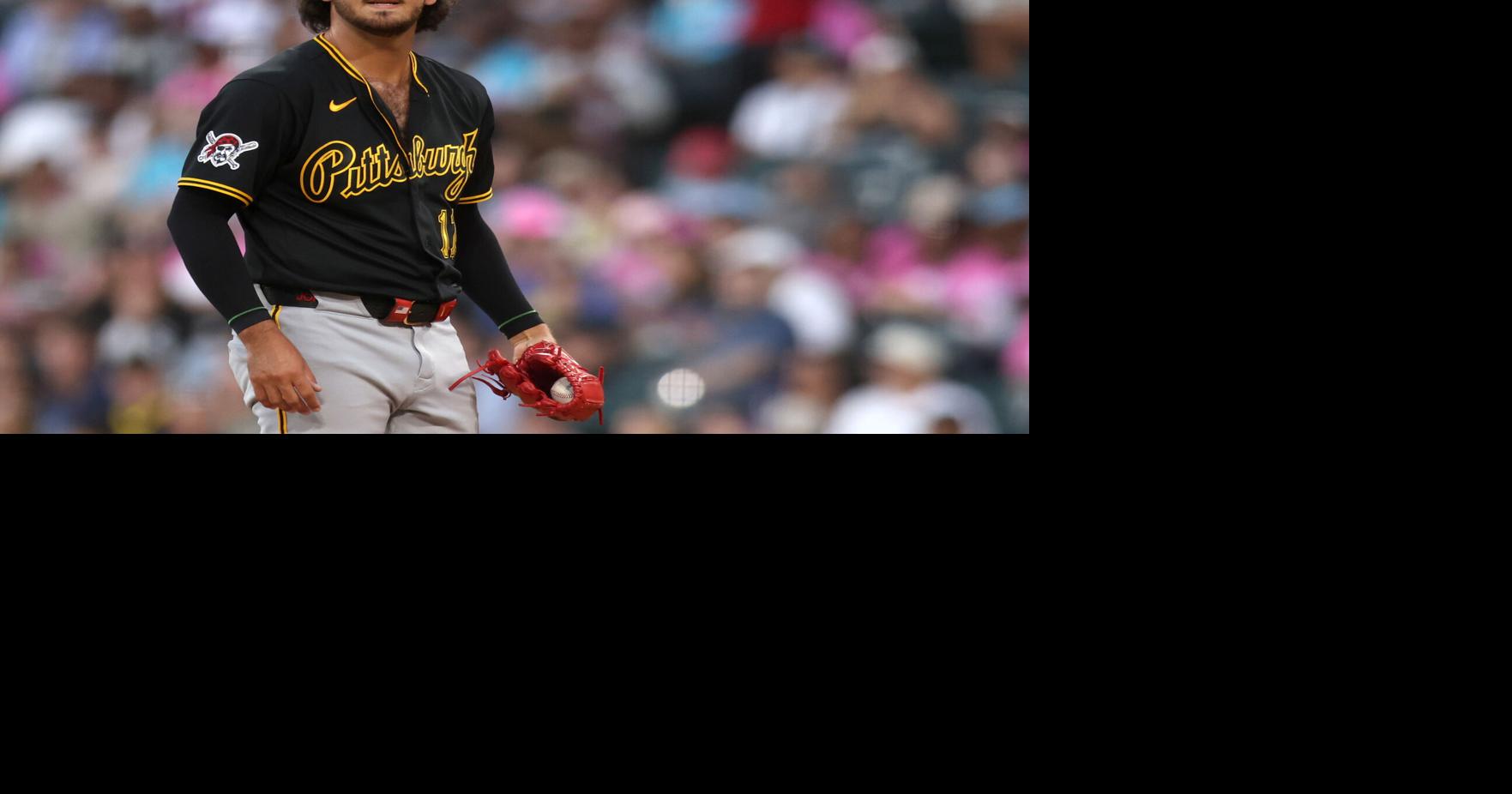 Pittsburgh Pirates pitcher Jared Jones looks on during the first inning against the Chicago White Sox at Rate Field on Thursday, Sept. 10, 2026 in Chicago.