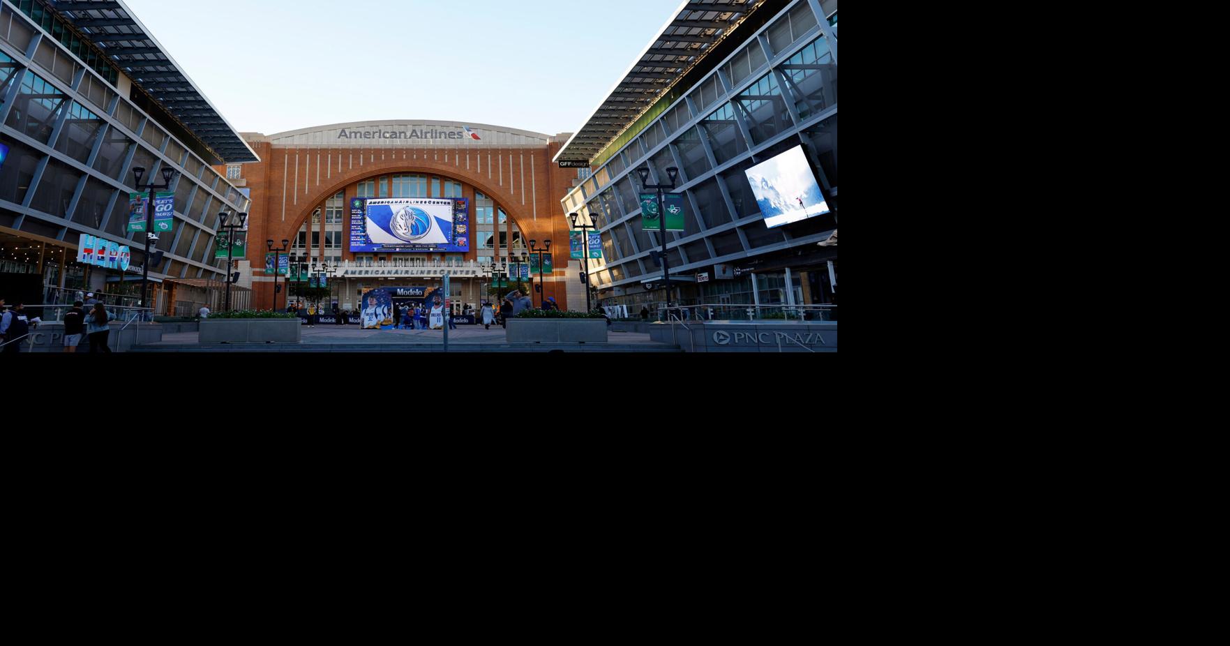 A view of Victory Plaza and the American Airlines Center in Dallas, Oct. 29, 2025.