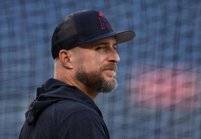 On April 14, 2023, Minnesota Twins manager Rocco Baldelli looks on during batting practice before a game against the New York Yankees at Yankee Stadium in New York.