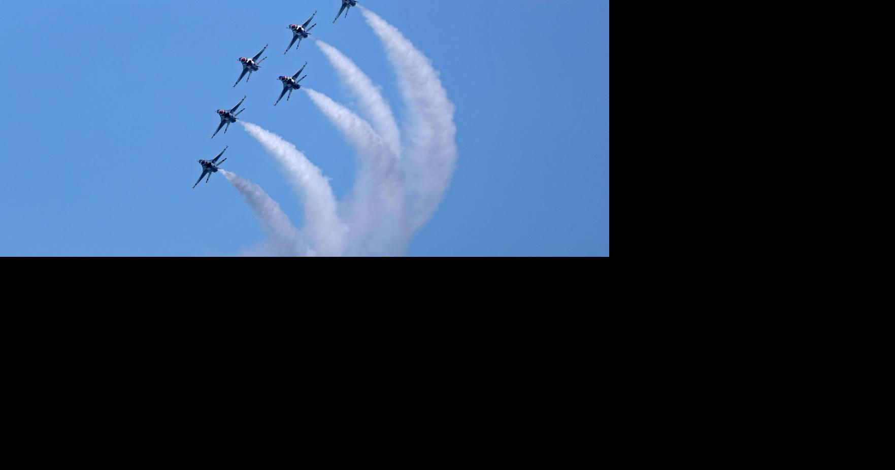 The U.S. Air Force Thunderbirds fly the F-16 Fighting Falcon during the Fort Lauderdale Air Show on Sunday, May 1, 2022.