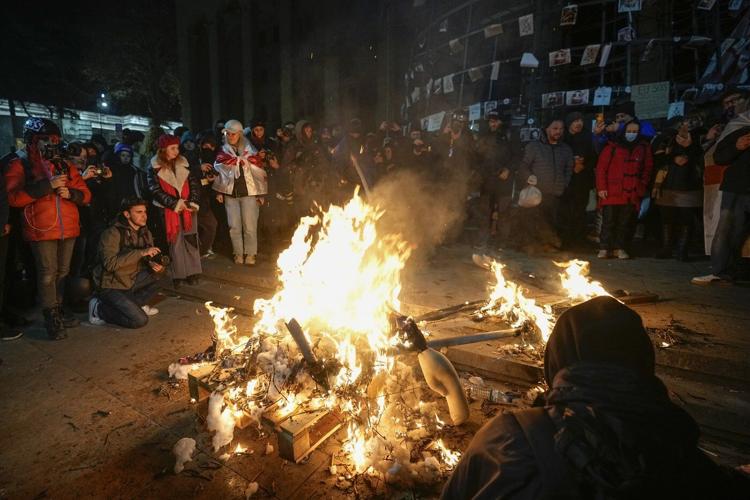 Georgian journalists allege brutal beatings as protests rage against ending EU talks