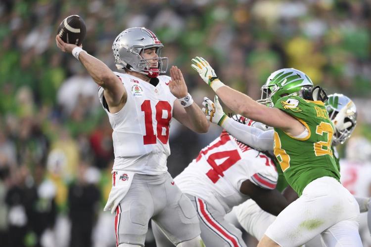 No. 6 Ohio State blasts top-ranked Oregon 41-21 in the Rose Bowl, advances to CFP semifinals