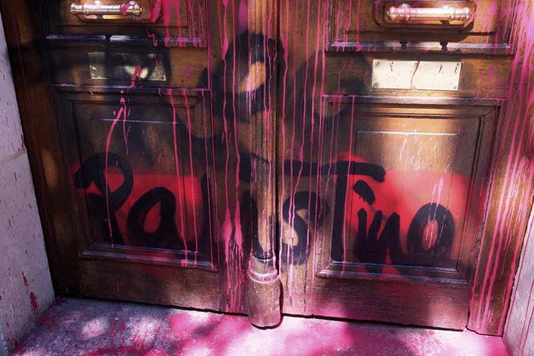 The Paris office of Israeli airline El Al is vandalized with graffiti