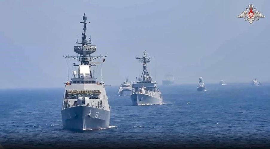 Iran, Russia and China show off their ships in a joint naval drill in the Gulf of Oman