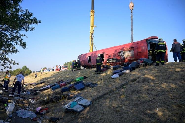 A bus crash in Hungary kills 12 people, injures at least 10 others