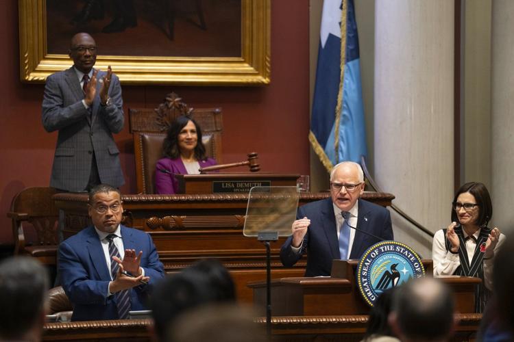 Gov. Tim Walz pledges to protect Minnesota from the 'chaos' he says Trump has unleashed on the world