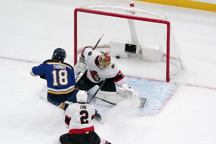 Robert Thomas scores twice, Blues beat Senators 4-2 to end losing streak at 4 games