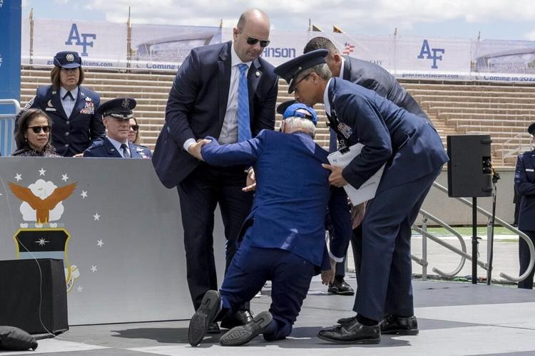 Biden says he got 'sandbagged' after he tripped and fell onstage at Air Force graduation