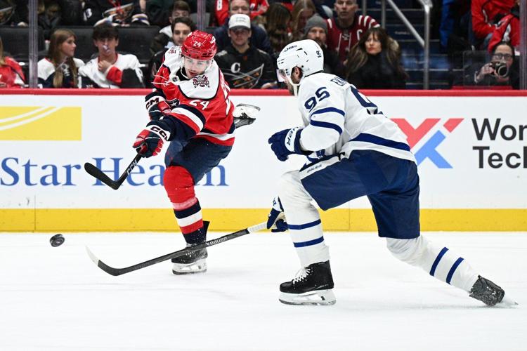 Jakob Chychrun scores as the Capitals rally past the Maple Leafs 4-2