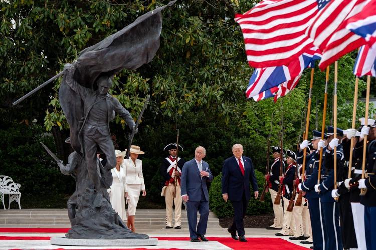 Inside Trump's remake of the White House Rose Garden. First a stone patio, then statues