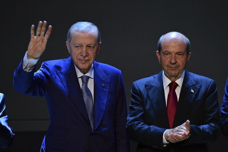 Turkey's president says his support for a two-state deal on ethnically split Cyprus is absolute