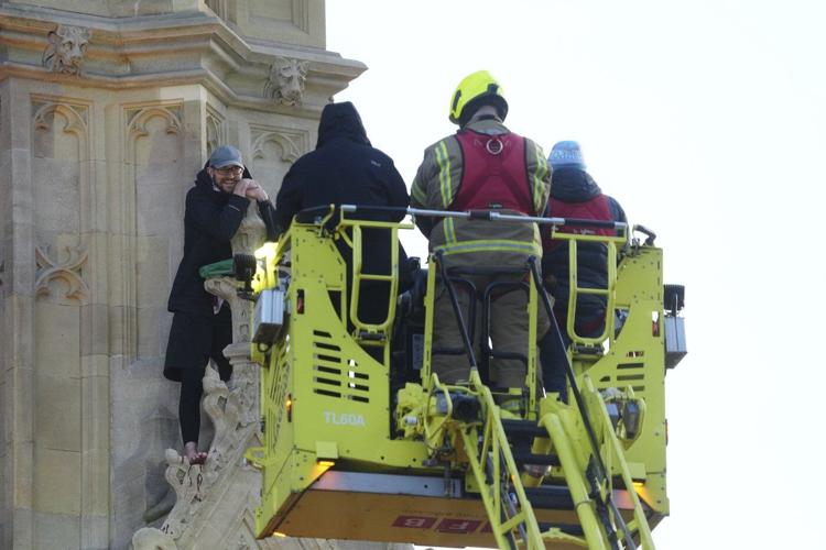 A man with a Palestinian flag who climbed London's Big Ben tower is arrested
