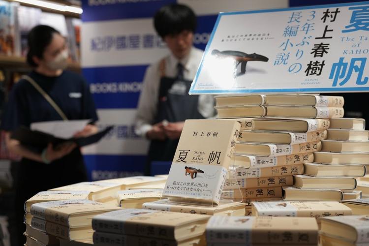 Fans mark the release of new Haruki Murakami novel at a midnight event in Tokyo