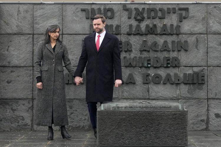 Vance visits the Dachau concentration camp memorial with Holocaust survivor before Zelenskyy meeting