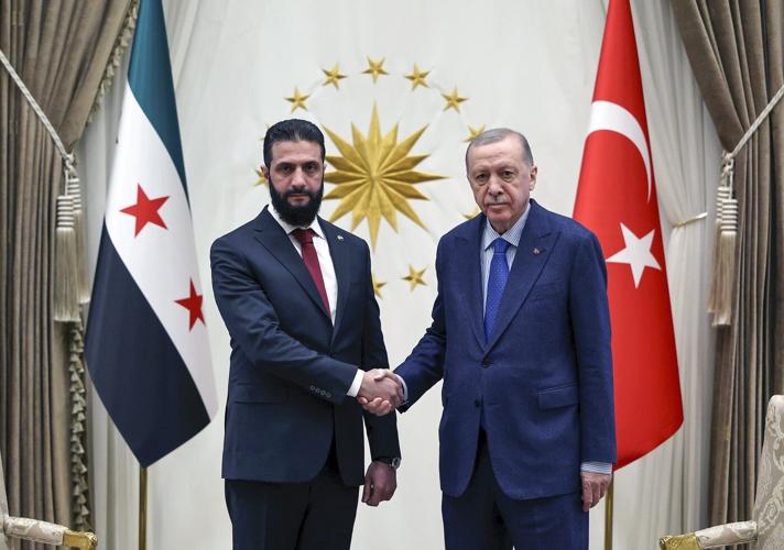 Syria's interim leader holds talks with key ally Turkey on his second international trip