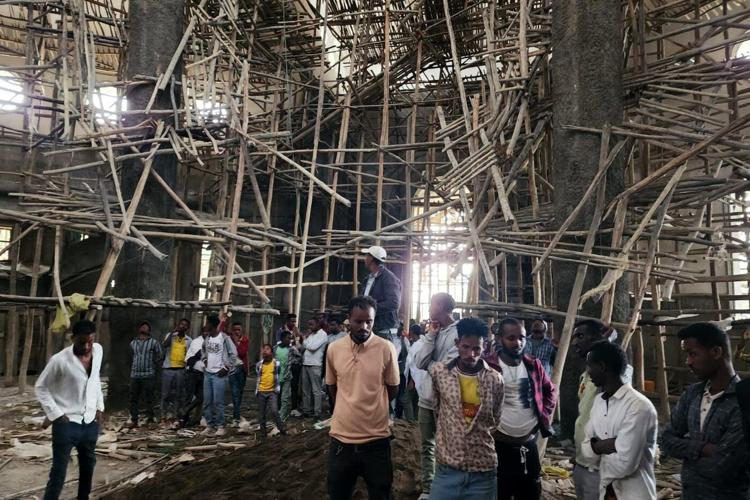 A collapse at a church under construction in Ethiopia kills at least 25 worshippers