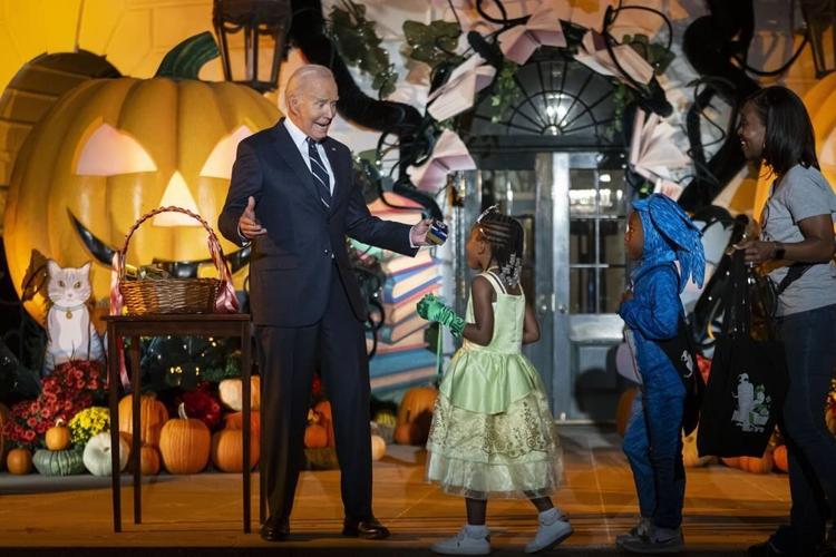 The Bidens hosted their final Halloween trick-or-treat event. The first lady came as a giant panda