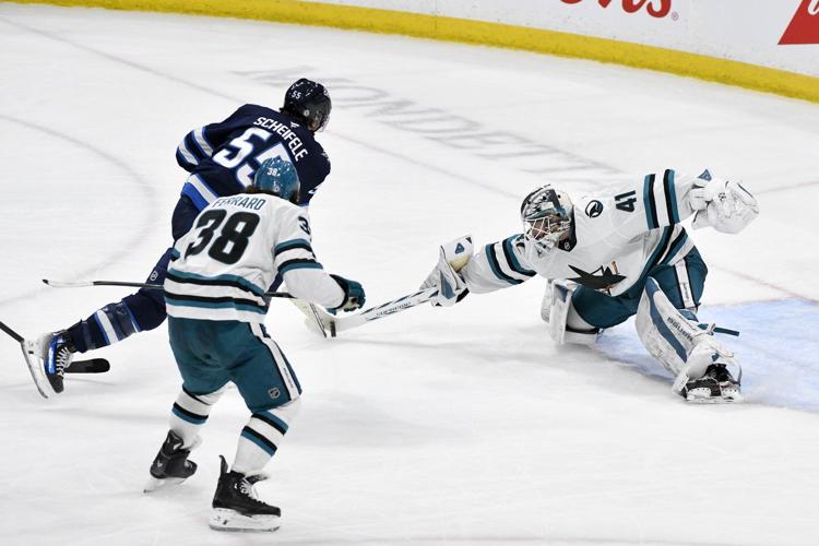 Scheifele sinks Sharks in overtime to set Jets' goal record in dramatic fashion