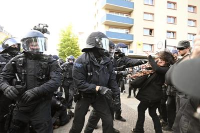 Far-left protesters clash with German police in Leipzig after trial verdict