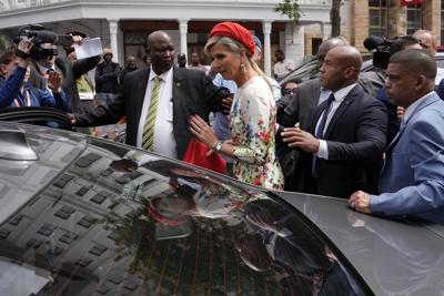 Dutch king and queen are confronted by angry protesters on visit to a slavery museum in South Africa