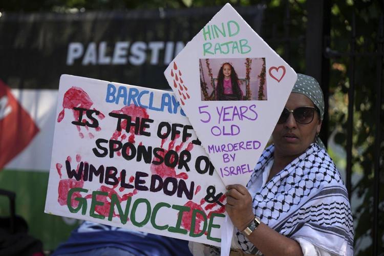 Protesters urge Wimbledon to cut ties with Barclays over Israel business deals